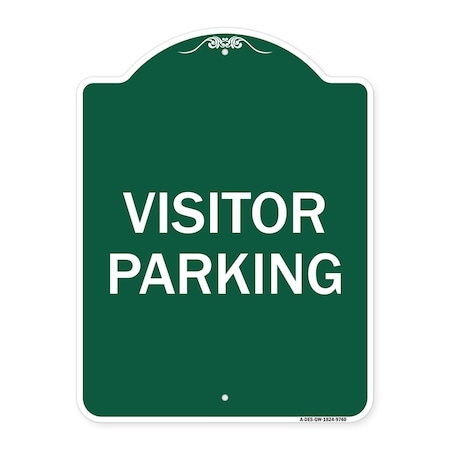 Signmission Designer Series Visitor Parking, Green & White Heavy-Gauge Aluminum Sign, 24" x 18", GW-1824-9740 A-DES-GW-1824-9740